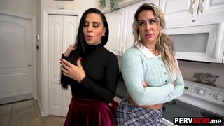 Stepmom and GF fight over stepsons cock