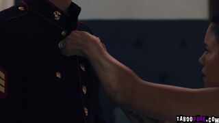 Stepmom makes stepson wear late husbands military uniform but gets aroused