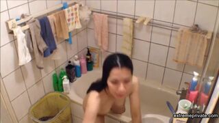 spying on Asian stepmom Wenny in the shower