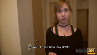 Jobless debtor enjoys collector's dick inside her tight pussy