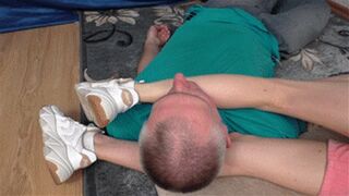 Clips 4 Sale - Young beauty lies on cushion keeping man`s head between legs, vf2704x 1080p