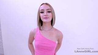 New cute girl savours a juicy long cock in studio