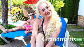 Grand Mams - Cougar Fucked while Trying to get a Tan for GrandMams