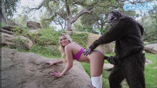 Bigfoot Attack! Petite Blond Teen Fucked By Huge Black Yeti Cock BBC In Public
