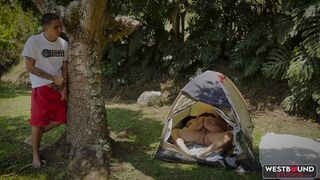 Annie Marin Enjoys Outdoor Camping Threesome with Dani and Phillip