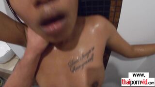 Cute amateur Thai teen fucked in shower