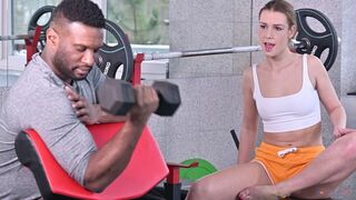 Svelte Blonde Alexis Crystal Gets Broken In by Her First BBC at the Gym