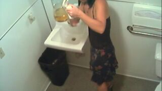 Piss fetish office whore peeing in the pot