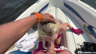 Blonde cutie thanks me for a boat ride