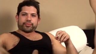 Brazilian gay man strokes his dick while bored anally