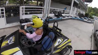 Thai teen amateur GF go karting and sex