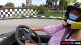 Thai teen amateur GF go karting and sex