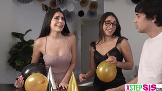 Latina stepsis and BFF nude year party