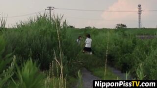 School  from Japan peeing while at the same time clearing out