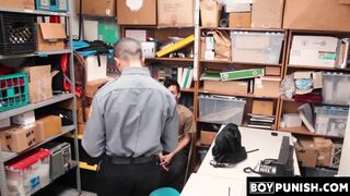 Young shoplifter sucking big cock of officers before raw fucking