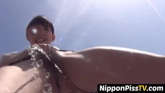 Perfect Oriental Minx Spilling Pee On Flight Of Stairs