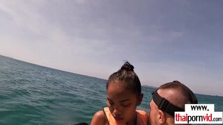 Amateur Thai teen sucking BWC on jet ski