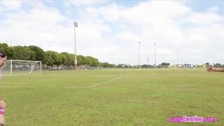 Squirting foursome after soccer drill