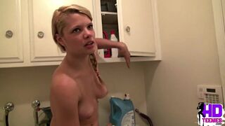 HD Teenies - Little Taylor Masturbate Closeup on top Washing Machine