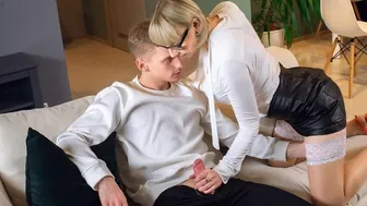 Tutor 4K - Guy Makes Move On Blonde Tutor After Discovering Her Sex Toys