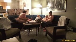 Two Blonde Babes DP Anal in Real Swinger Group Sex Late Night Hotel Party