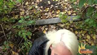 GORGEOUS BLONDE MILF SOPHIE LOGAN ROUGH DOGGYSTYLE AND OUTDOOR BJ