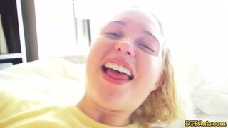 Aesthetic blonde teen Chloe Cherry rides on a big penis