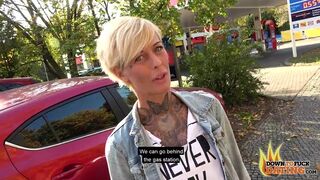 Tattooed Slut Vicky Hundt Fucks Stranger behind Gas Station