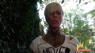 Tattooed Slut Vicky Hundt Fucks Stranger behind Gas Station