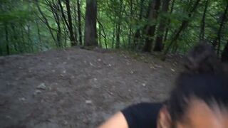 Risky Public Blowjob at Park Bench by Sexy Amateur Mixed Babe in Busy Park People Walking near by