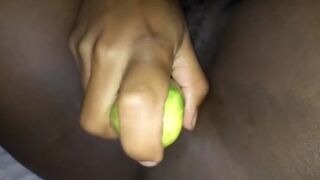 Ebony Thot Teen self Satisfaction Deep Fucking Big Cucumber Dildo Dick