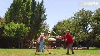 Sensei Teaches Student how to Handle a different Sword Type