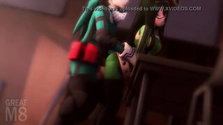 My Hero Academy: Tsuyu Asui having sex with Izuku Midoriya [SFM With Sound]