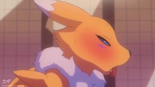 Bath time with Renamon, blowjob and creampie (ZONKPUNCH 4K)