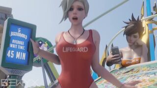 Mercy Lifeguard Cowgirl Average Waiting Time Animation Overwatch 3D