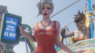 Mercy Lifeguard Cowgirl Average Waiting Time Animation Overwatch 3D
