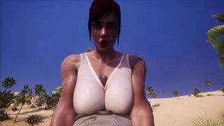 Tomb Raider look alike dominates him - Thicc Thighs and Big Tits
