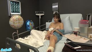 Public Sex in Hospital Milf Flash, BF Cums on Tits After Handjob