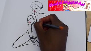 Lara Croft Topless Masturbating fan art speed drawing