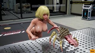 [Fallen Doll] Alien Rapan Fucks a Beautiful Girl in the Mouth, Ass and Boobs [60FPS.3D.Hentai]