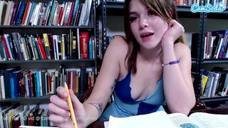 Teen Alex Kane masturbates in college library