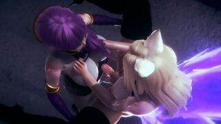 Futa - League of Legends triple futa - KDA Akali, Ahri, Evelynn - 3D Porn