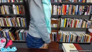 sexy teen latina gets naked and massages her pussy in public library