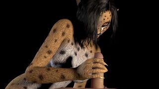 Cheetah Girl handjob cum on face furry cosplay video game 3d