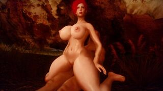 Curvy Redhead Elf Rides Fat Big Cock Shaking Her Huge Tits Skyrim