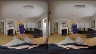 Threesome involving two big tittied blonde milfs in VR
