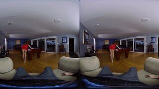 brunette milf takes dick in doggystyle position after pool game in VR