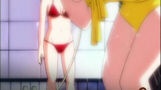 Two lesbian girls play in the shower -