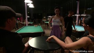 Brunette slut fucks in pool hall bondage (Bill Bailey, Isis Love, Lily LaBeau)
