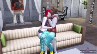 Vampiress was thirsty and ended up sucking a colored boy's cock - Sexual Hot Animations